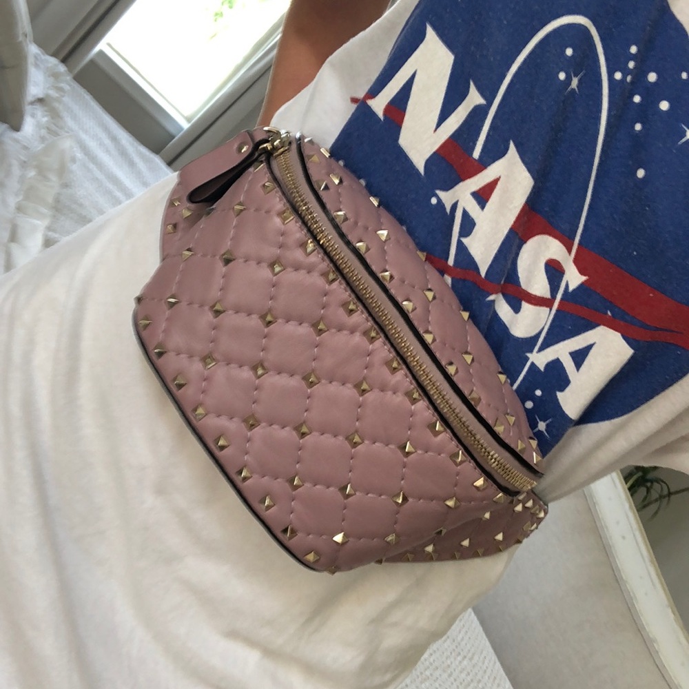 Valentino Rockstud Spike Belt Bag Water Rose - Picture 6 of 8